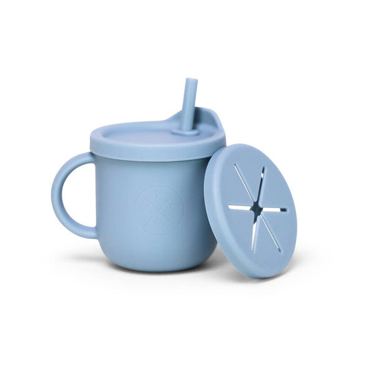 All-in-One Silicone Spill Proof Sippy Snack Cup, Powder Blue