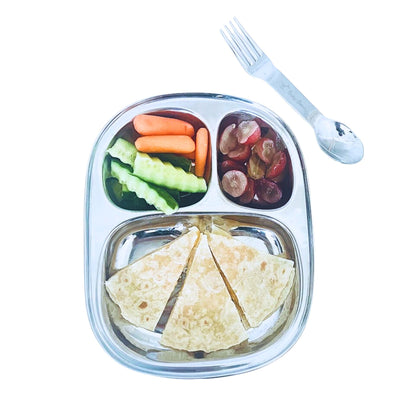 Stainless Steel Divided Plates for Kids — Unicorn Design | Set of 2