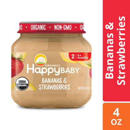 Happy Baby Organics Organics Clearly Crafted Stage 2 Bananas & Strawberries Jar 4 oz UNIT