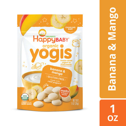 Happy Baby Organics Organic Yogis Freeze-Dried Yogurt & Fruit Snacks Banana & Mango