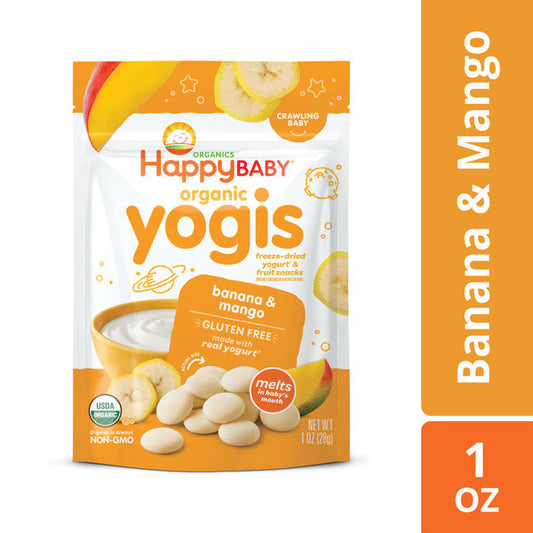 Happy Baby Organics Organic Yogis Freeze-Dried Yogurt & Fruit Snacks Banana & Mango