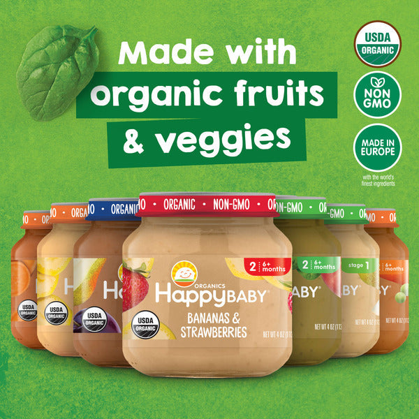 Happy Baby Organics Organics Clearly Crafted Stage 2 Bananas & Strawberries Jar 4 oz UNIT