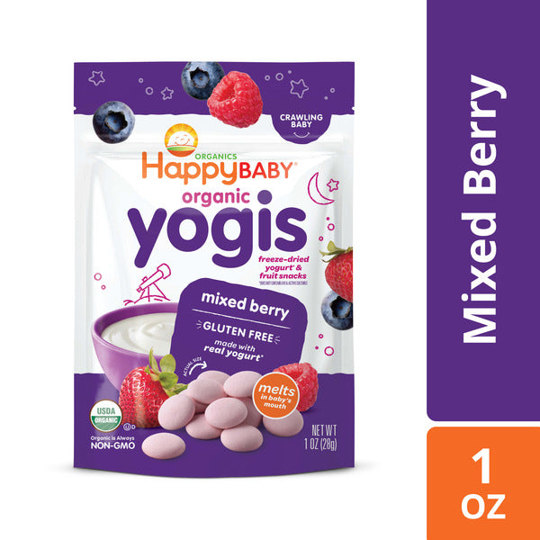 Happy Baby Organics Yogis Freeze-Dried Yogurt & Fruit Snacks Mixed Berry