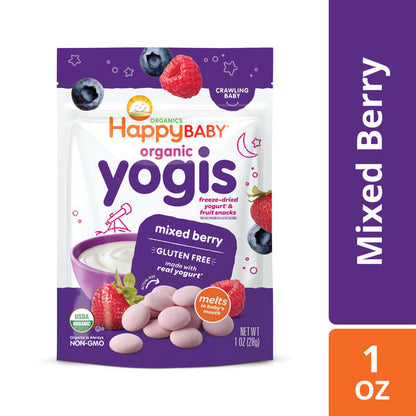 Happy Baby Organics Yogis Freeze-Dried Yogurt & Fruit Snacks Mixed Berry